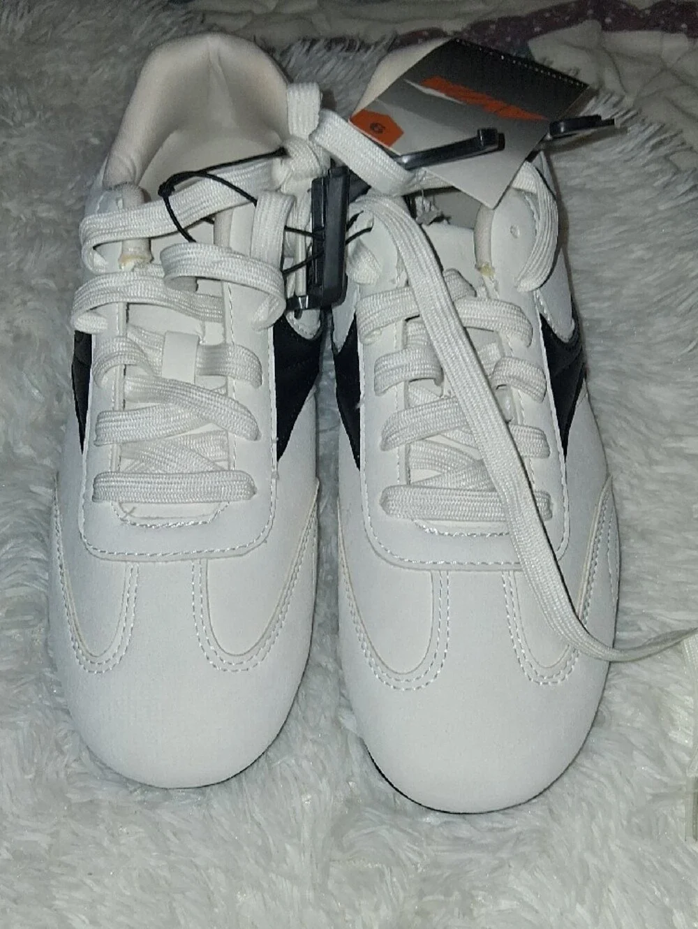 Avia White Sneakers with Black Accents - Lace-Up